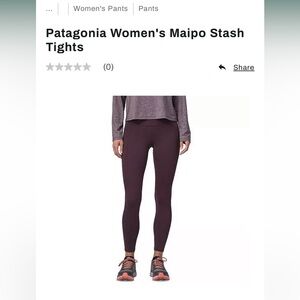 NWT Women’s Patagonia Mauro Stash 7/8 tights Plum Small